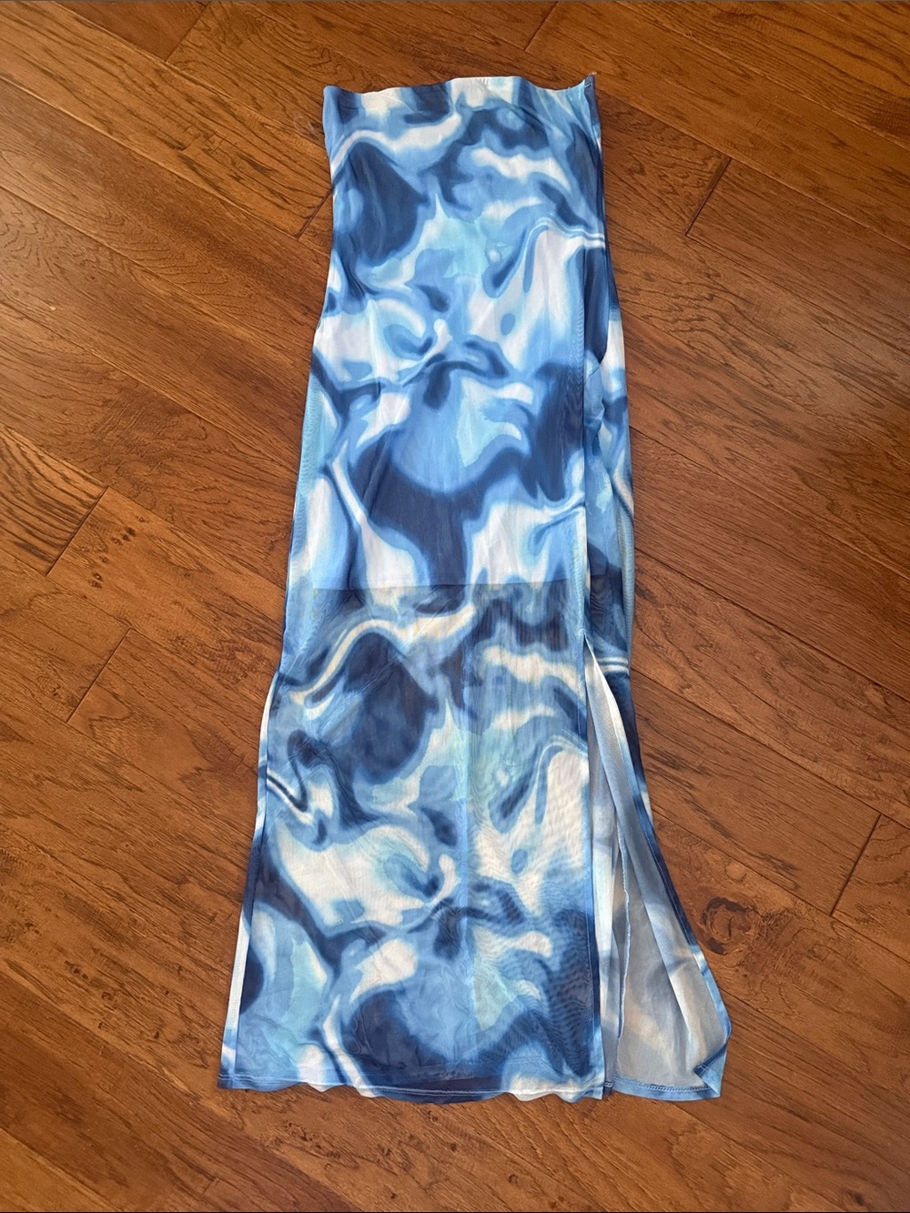 NWT Honey & Sparkle Blue Abstract Mesh Maxi Dress Size Large